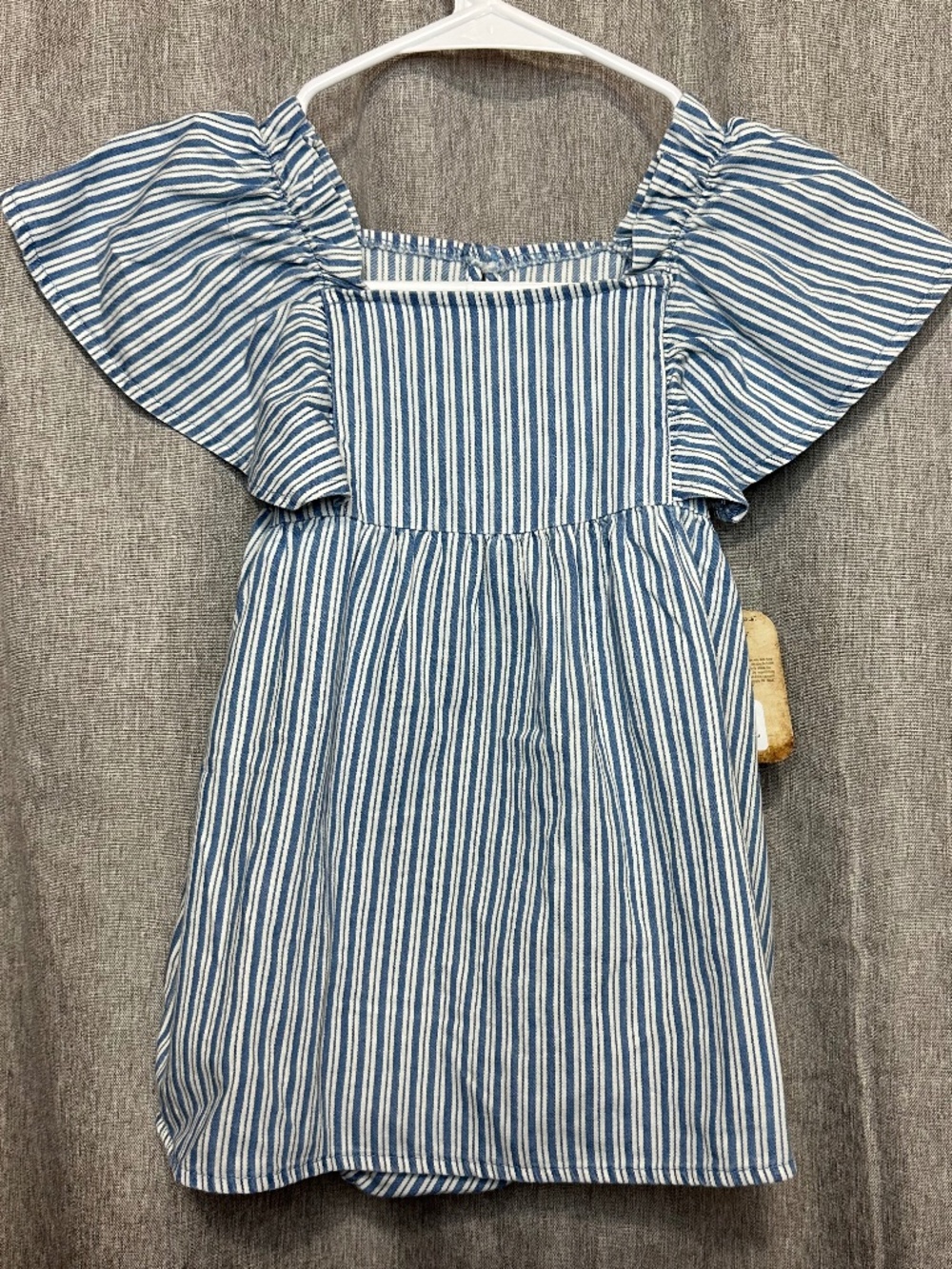 Wrangler Baby Girls Blue Denim Stripe Flutter Sleeve Dress - 24M NWT